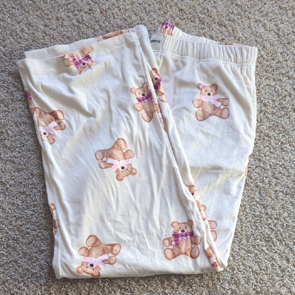 Teddy Bear Print Women's Lounge Pants - Cream